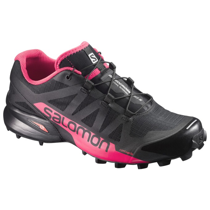 Salomon Israel SPEEDCROSS PRO 2 W - Womens Trail Running Shoes - Black/Pink (JWDE-75463)